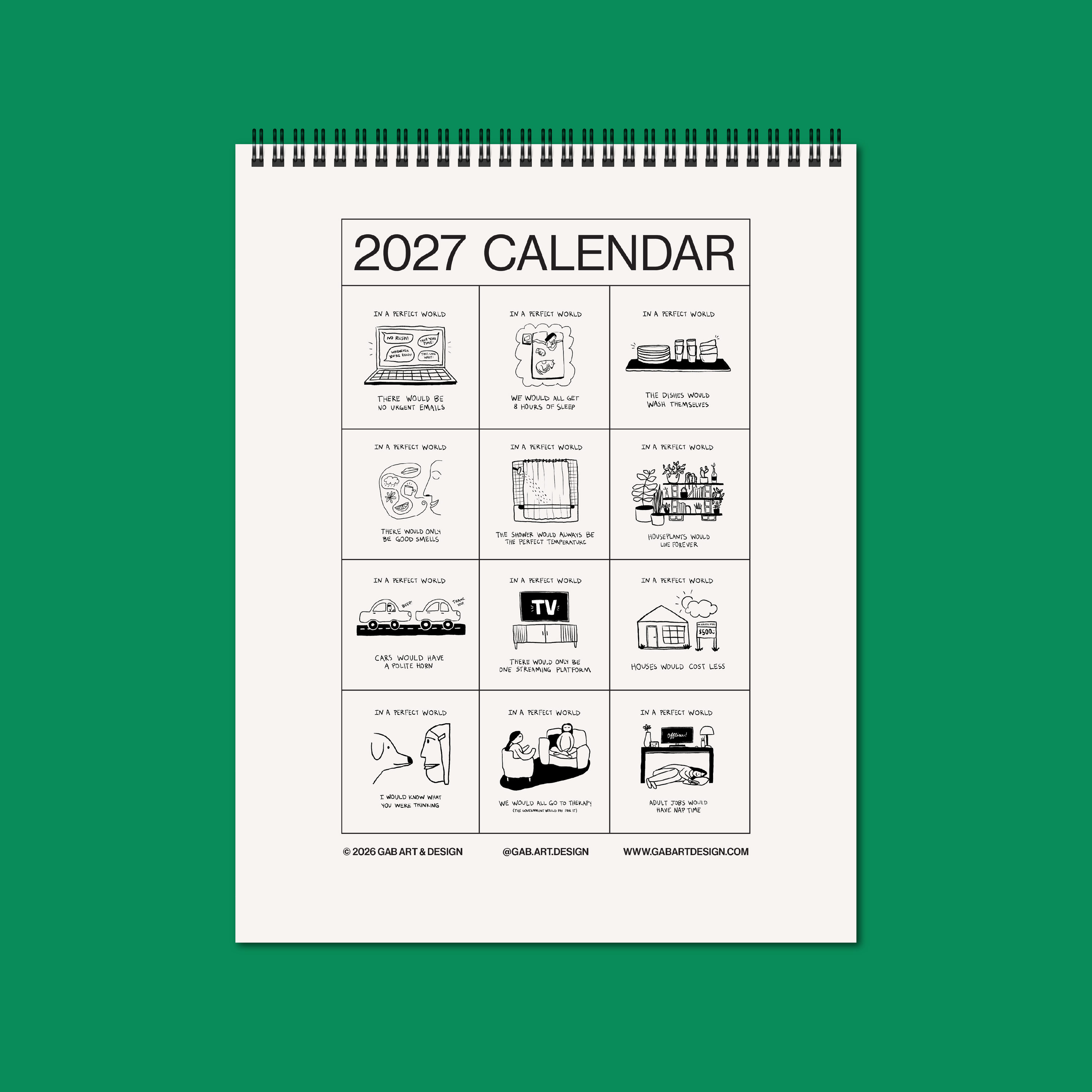 2027 illustrated wall calendar: in a perfect world