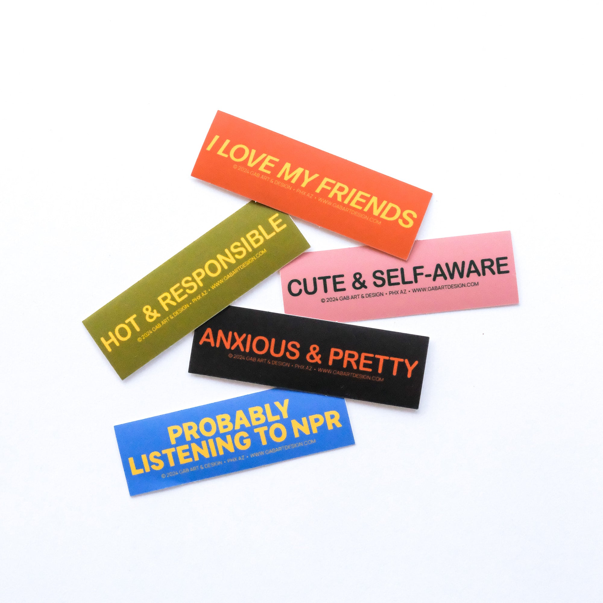 mini bumper stickers (pack of 5)