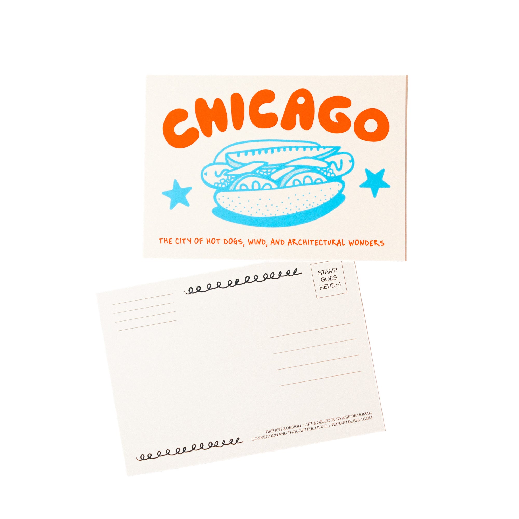 chicago hot dog postcard print
