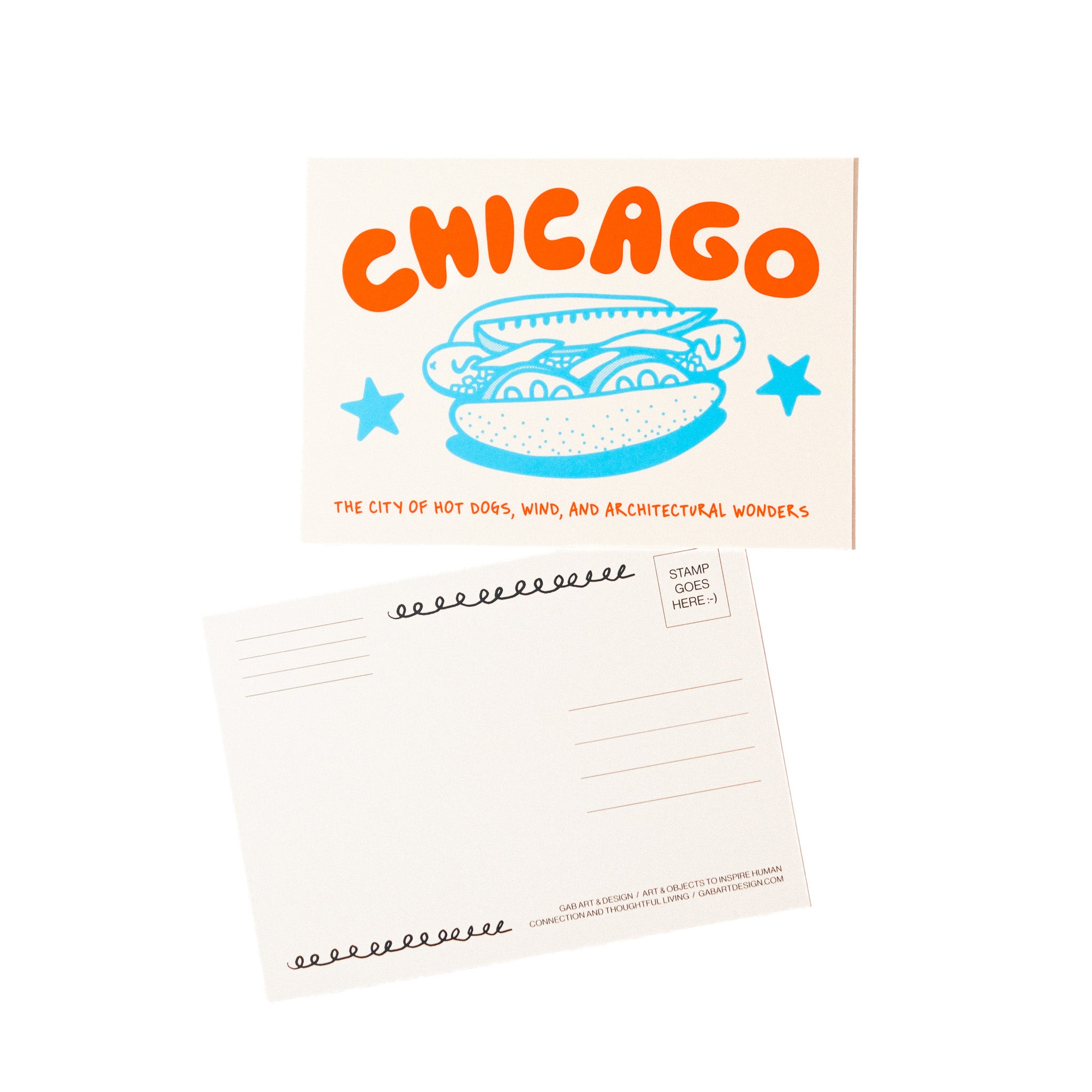 chicago hot dog postcard print