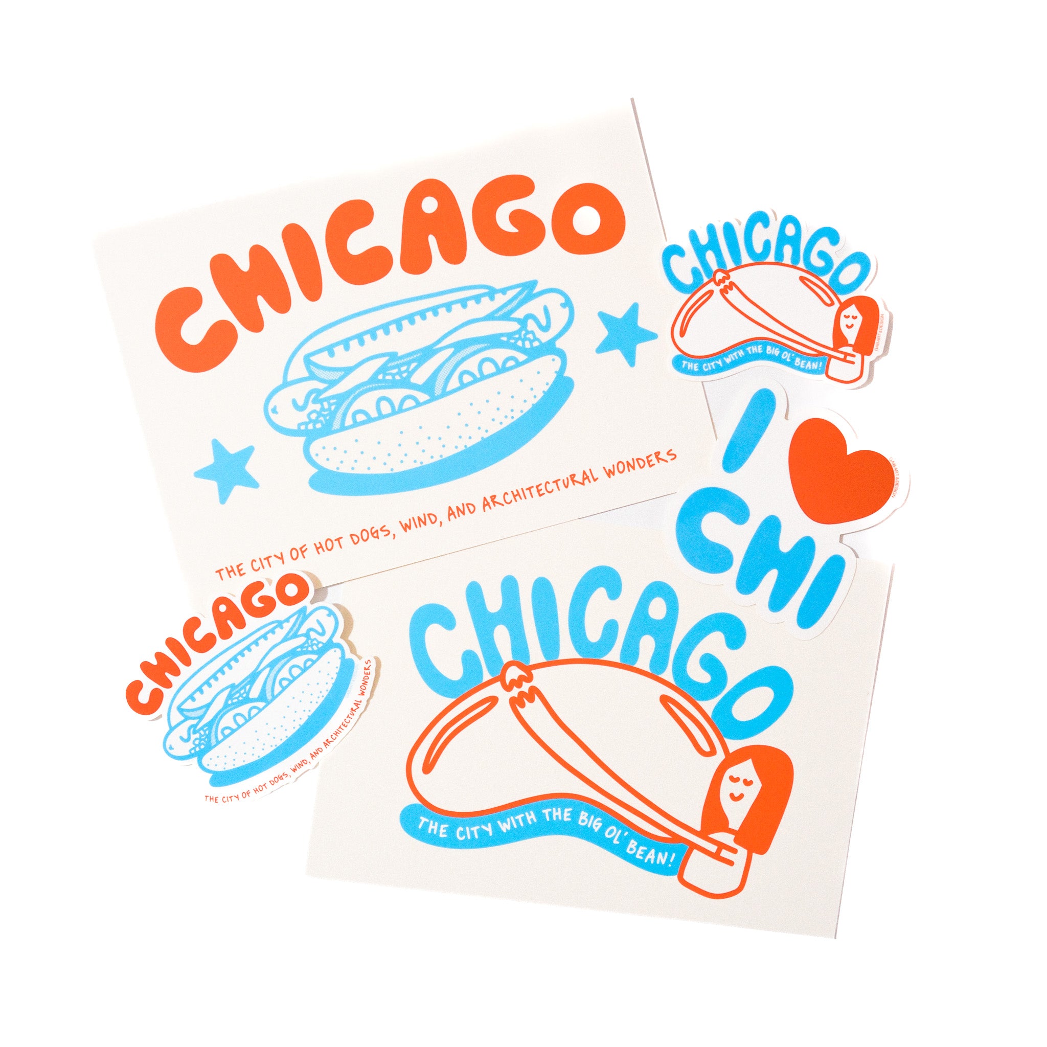 chicago hot dog postcard print