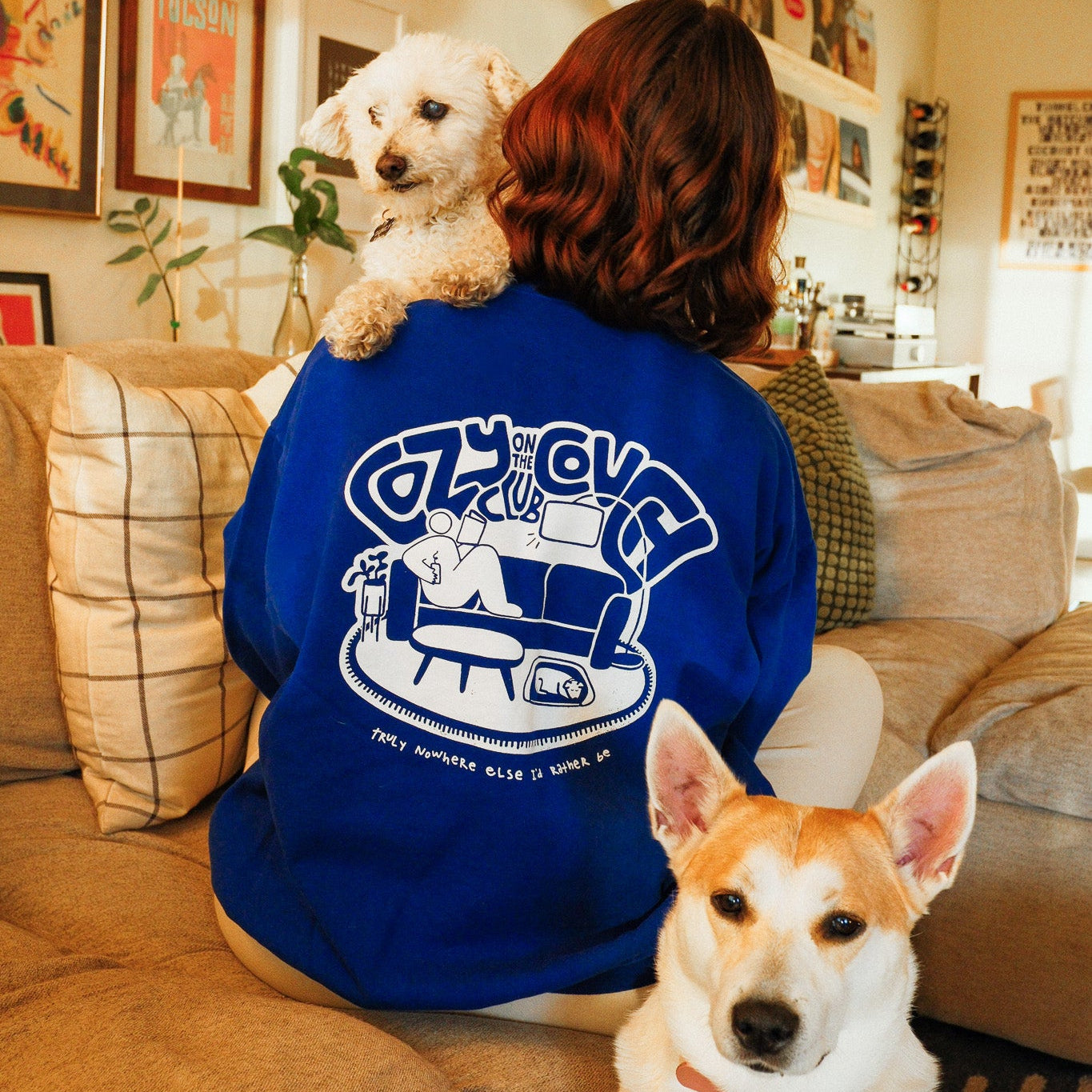 cozy on the couch club - crewneck (blue)
