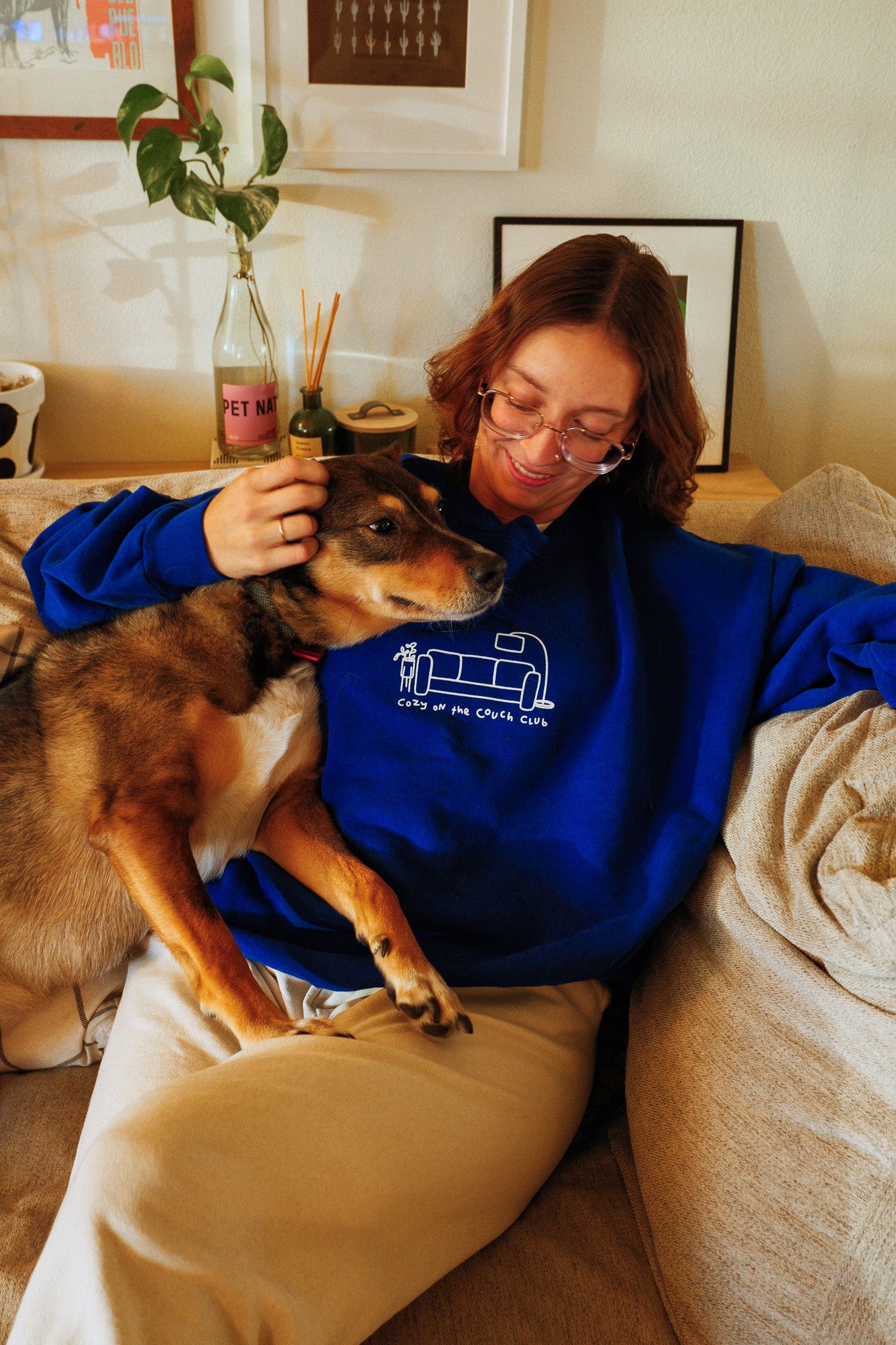 cozy on the couch club - crewneck (blue)