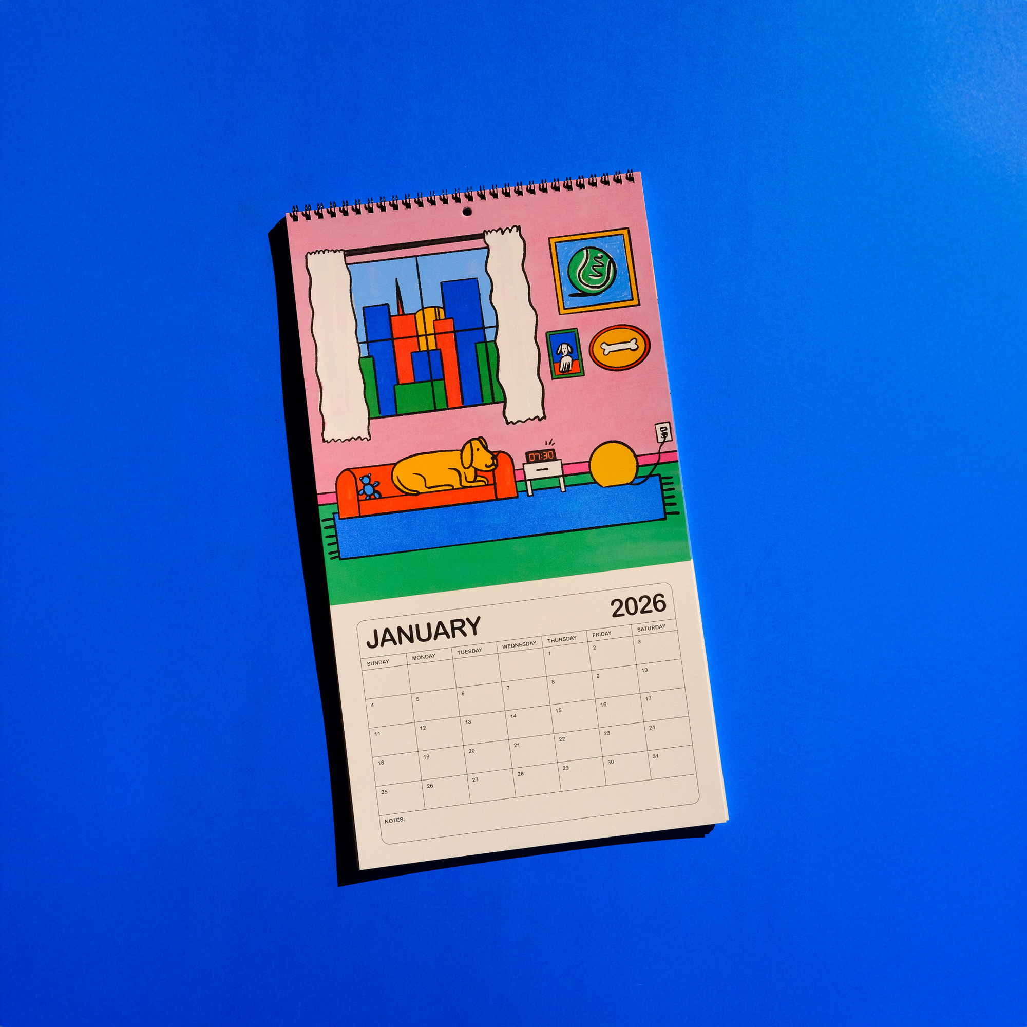 2026 illustrated wall calendar: a day in the life of corporate cats + dogs