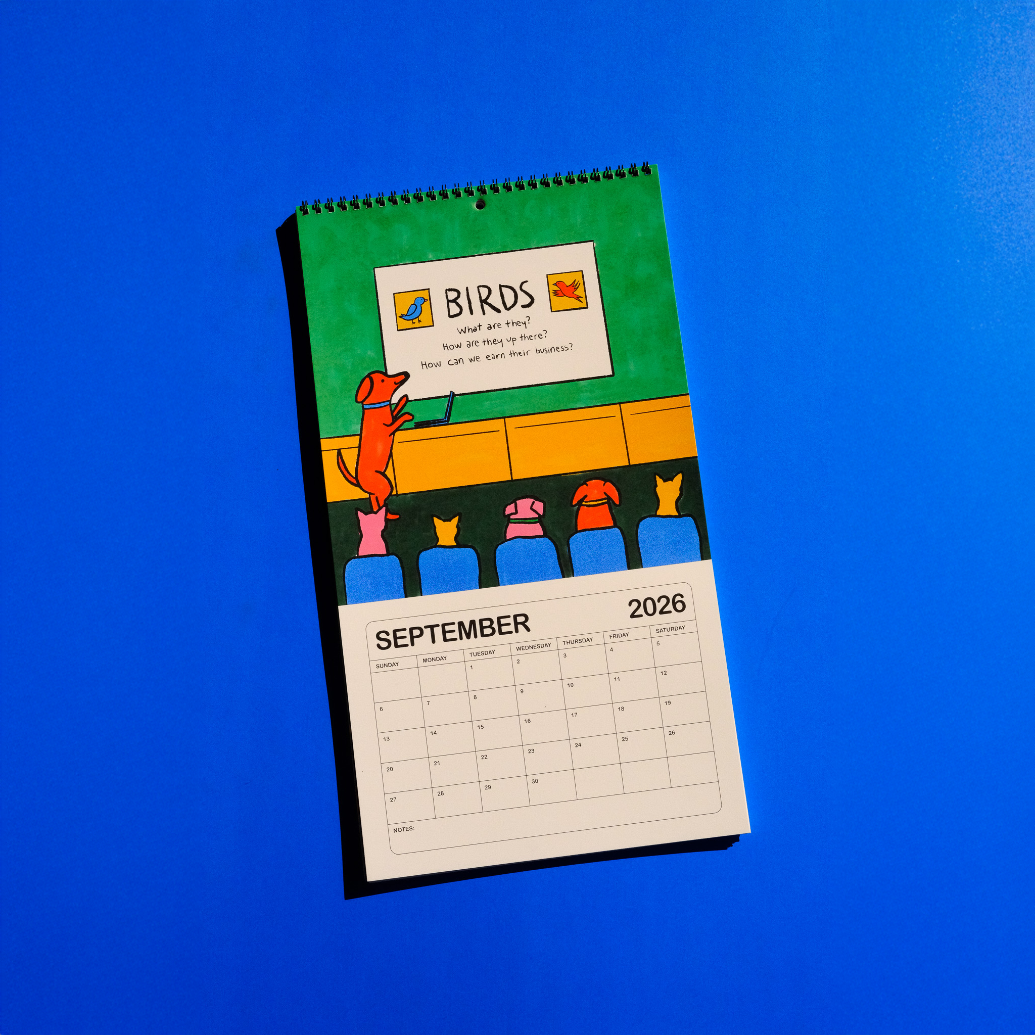 2026 illustrated wall calendar: a day in the life of corporate cats + dogs