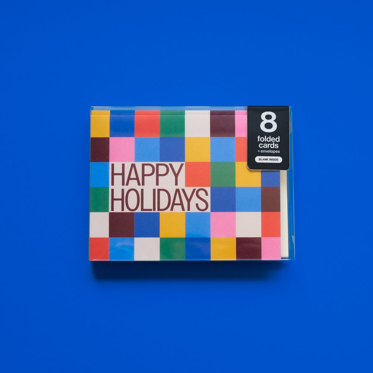 happy holidays color block - 8-pack greeting card set