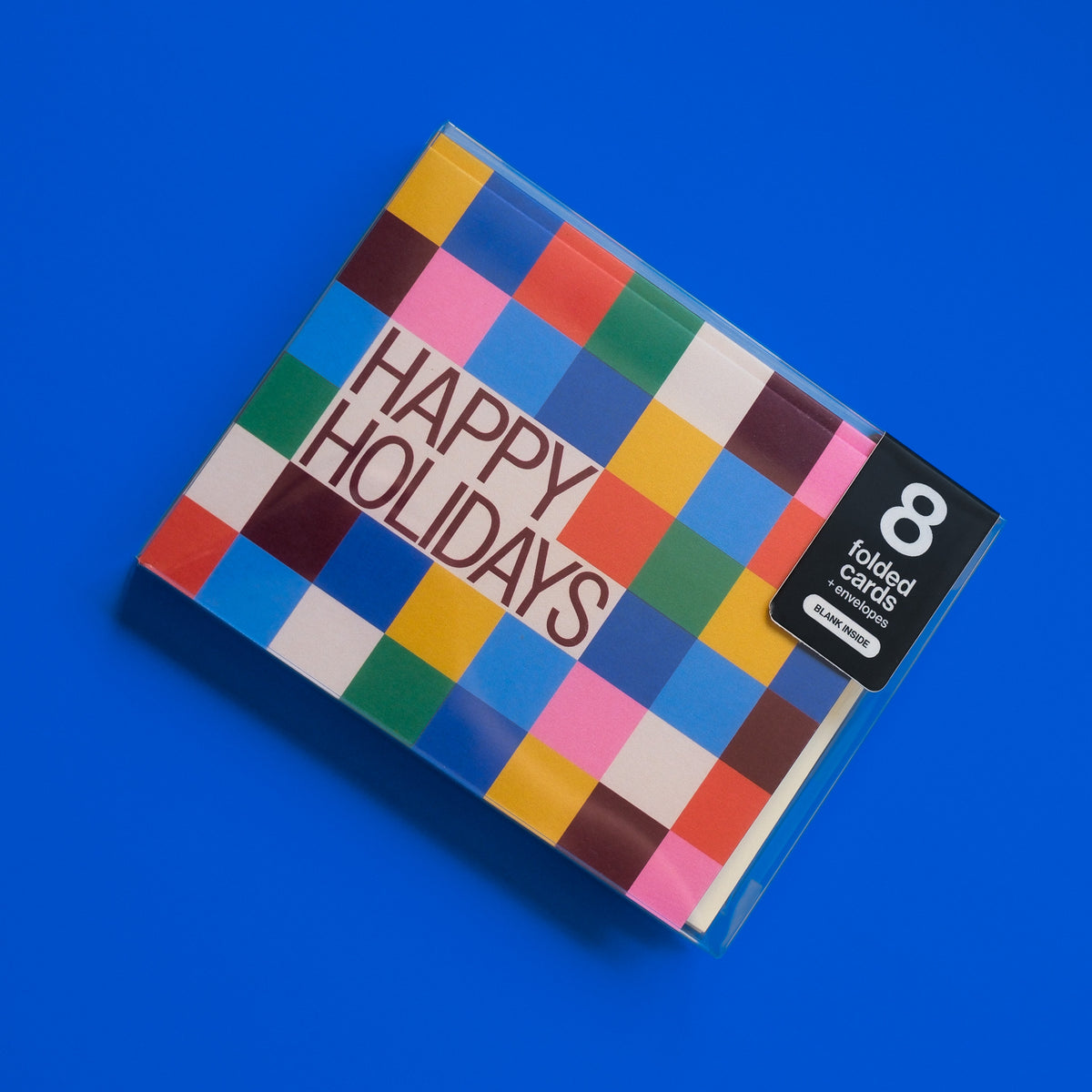 happy holidays color block - 8-pack greeting card set
