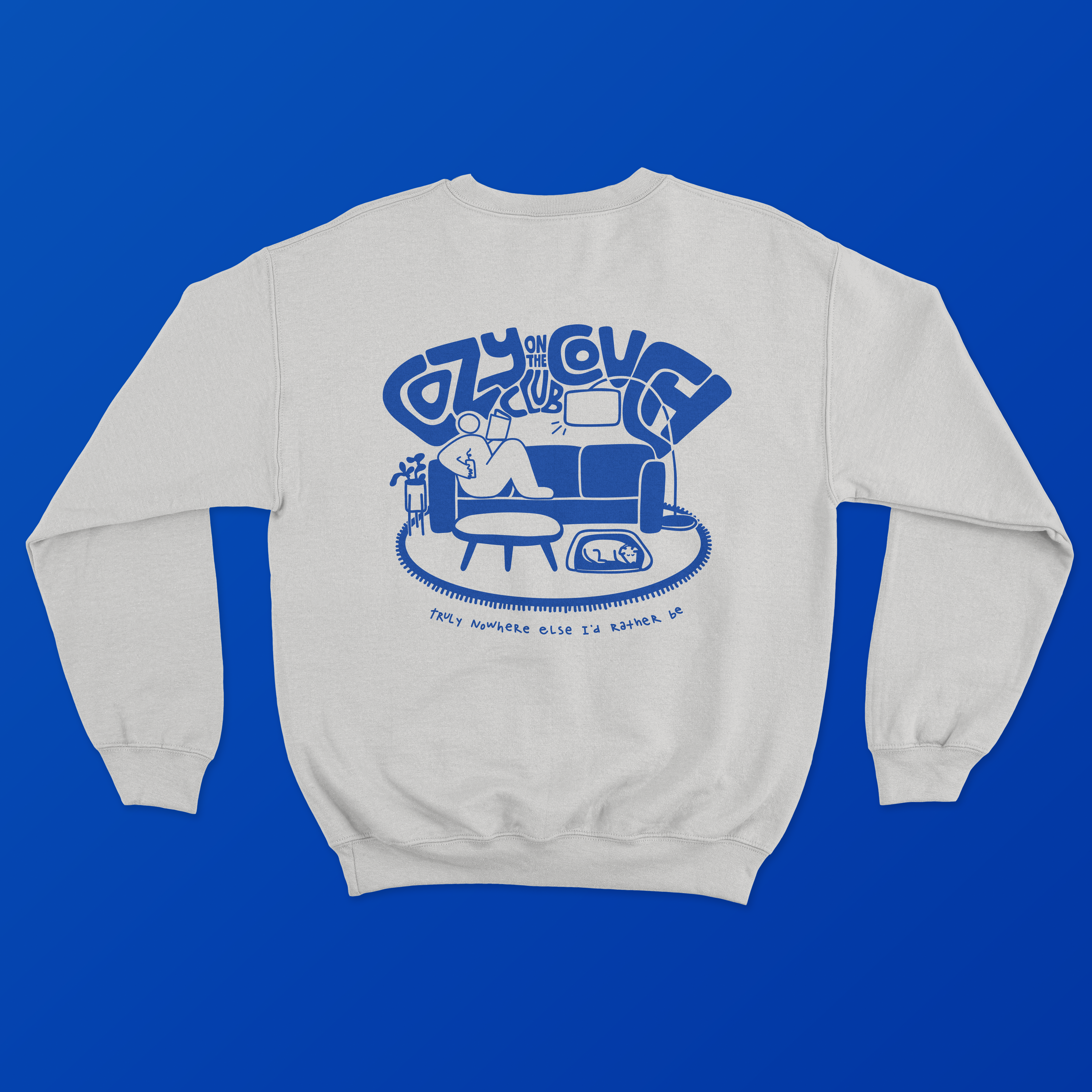 cozy on the couch club - crewneck (light grey)