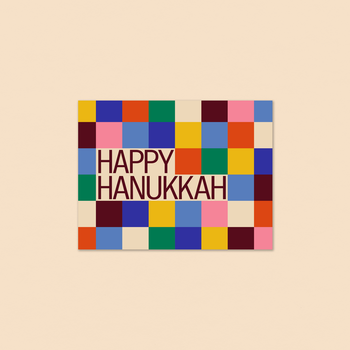 happy hanukkah color block greeting card
