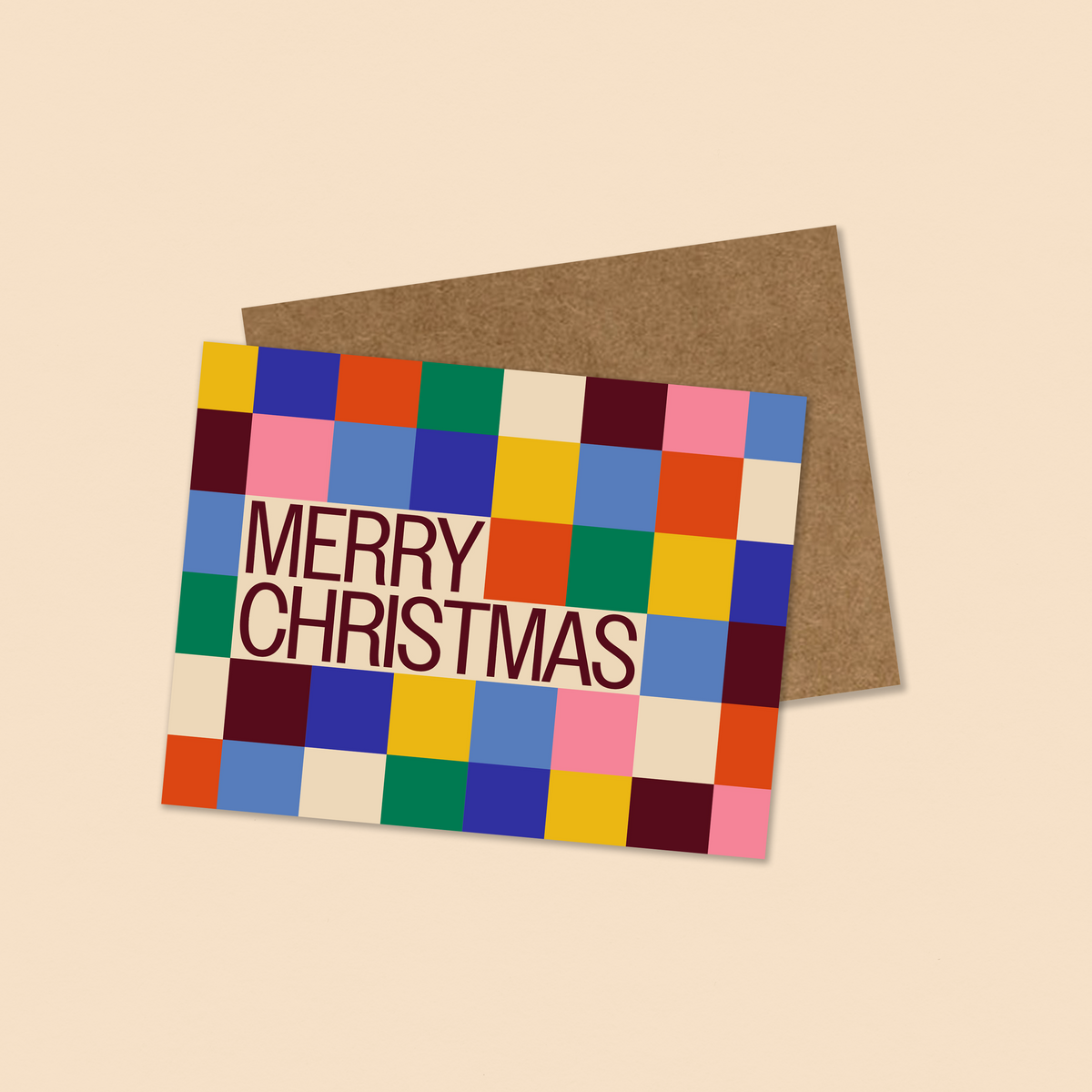 merry christmas color block greeting card