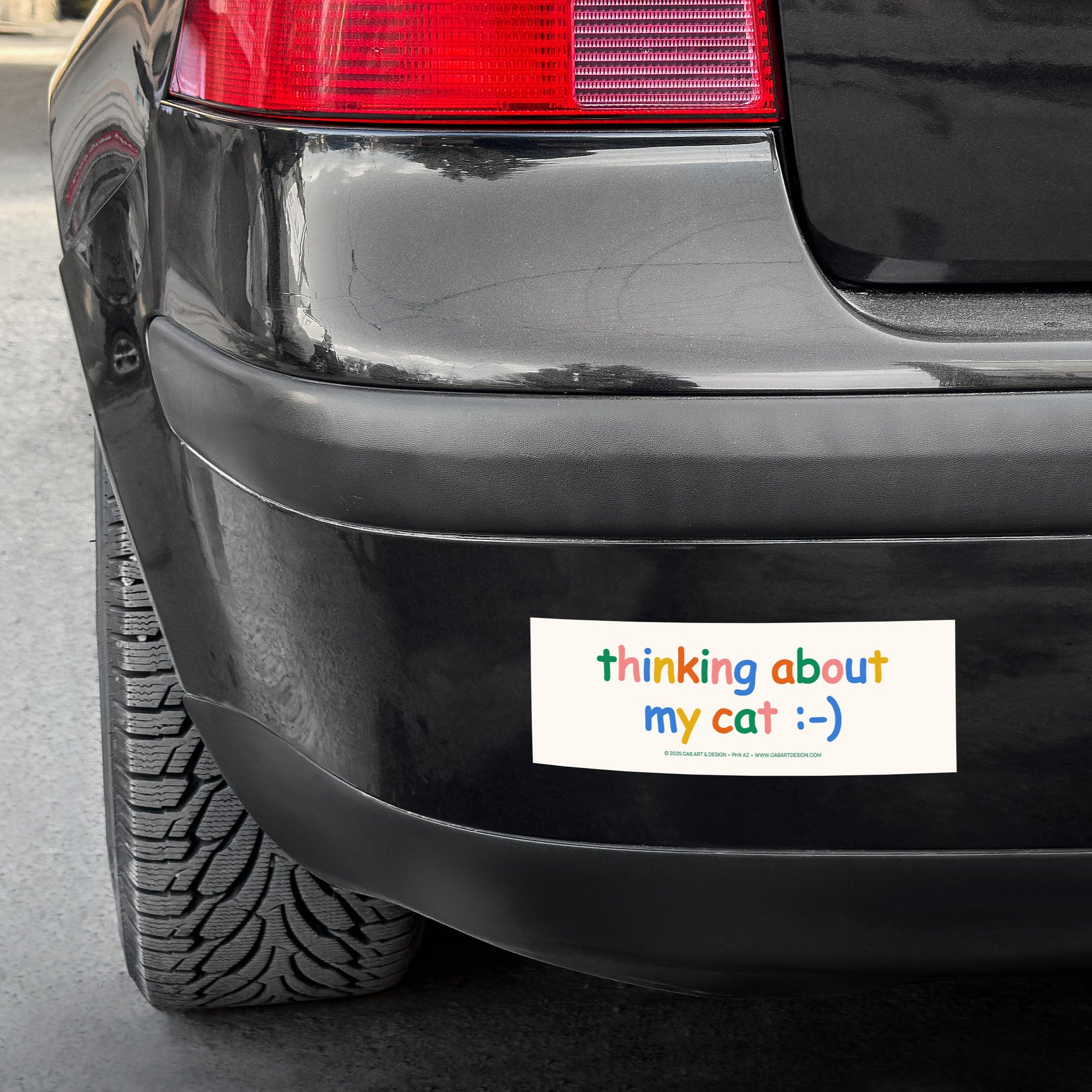 thinking about my cat bumper sticker / magnet