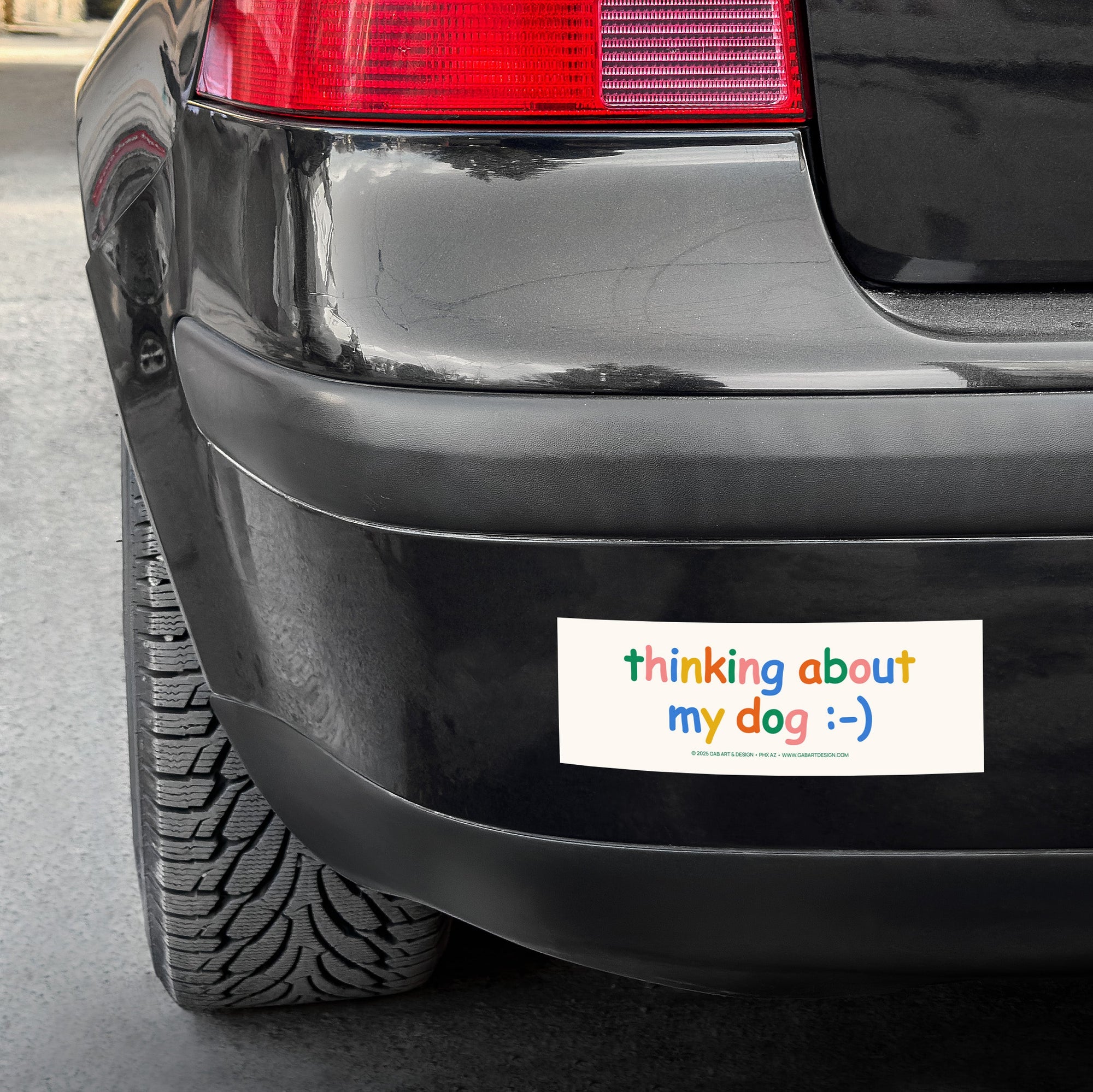 thinking about my dog bumper sticker / magnet
