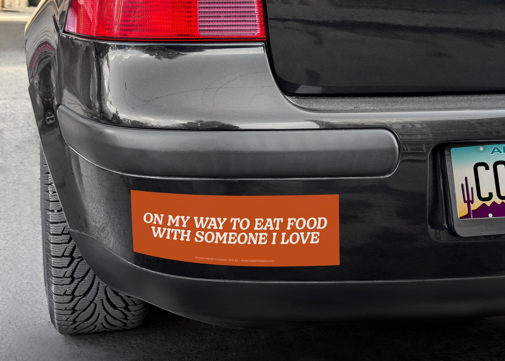 on my way to eat food with people i love bumper sticker / magnet