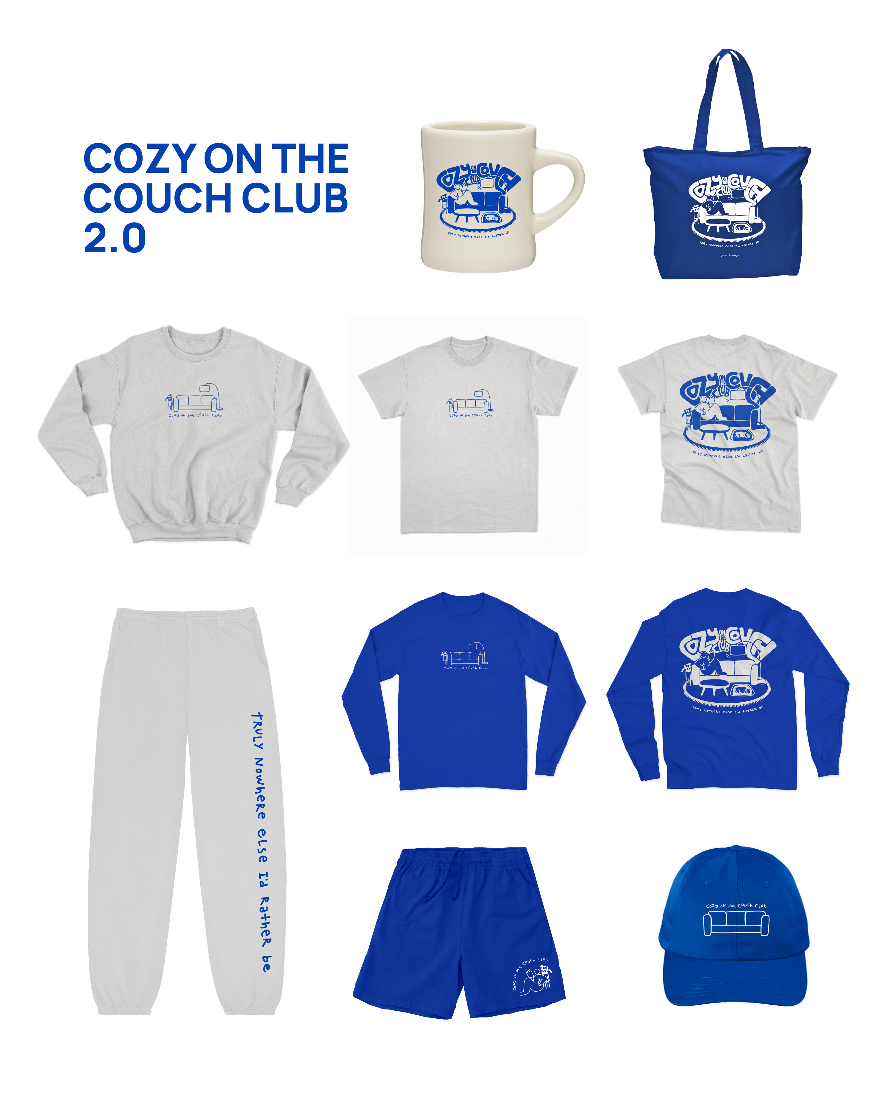 cozy on the couch club - crewneck (light grey)