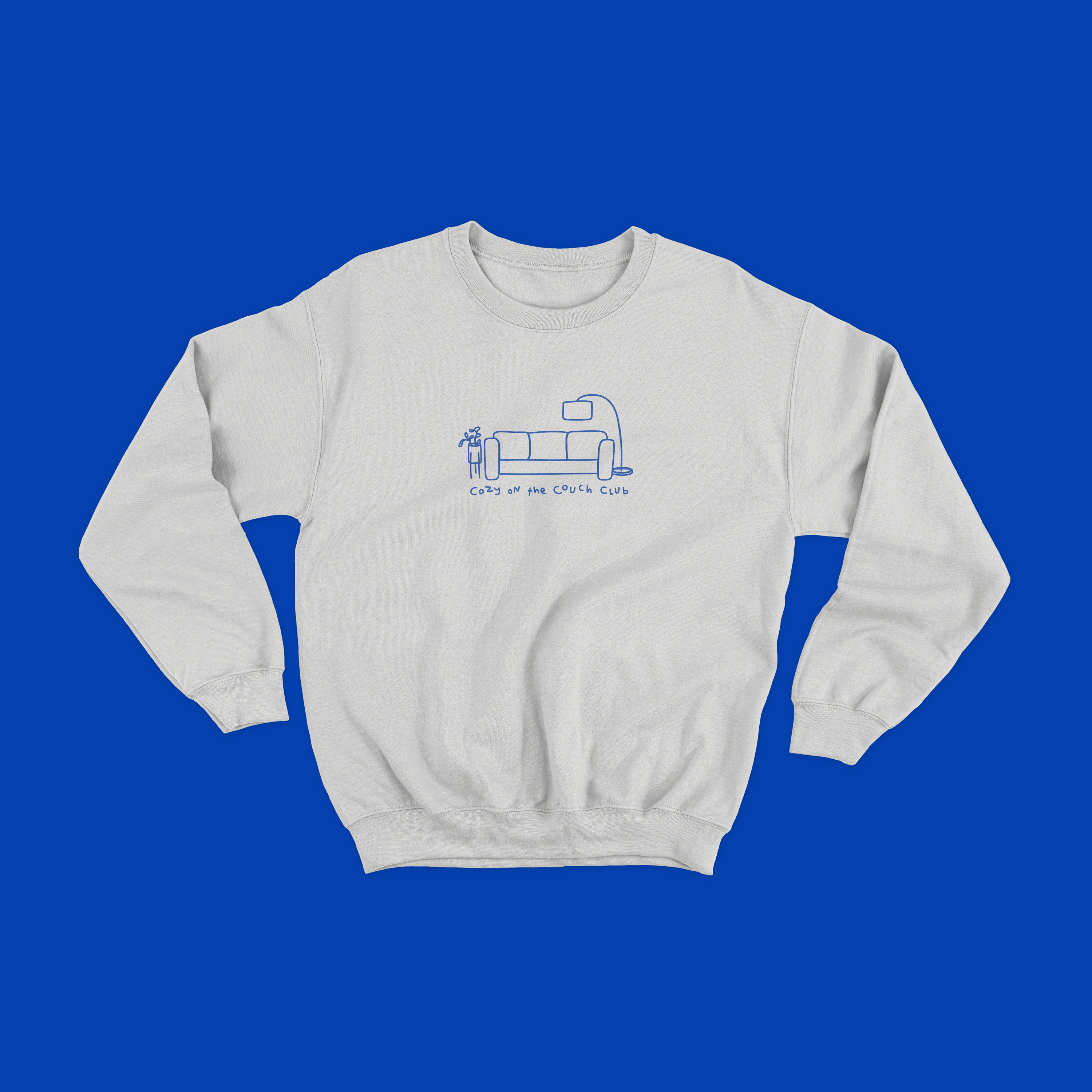 cozy on the couch club - crewneck (light grey)