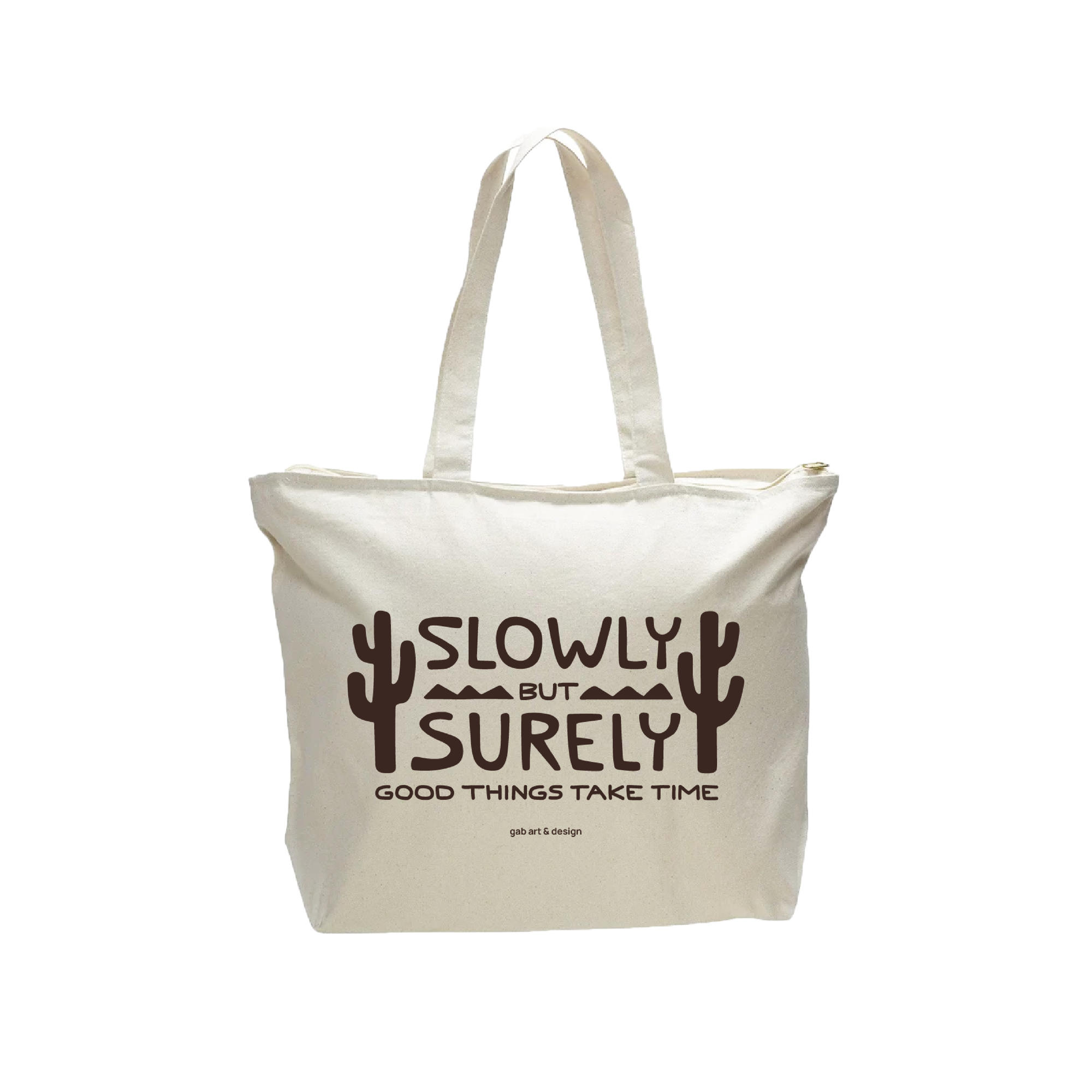 slowly but surely - oversized zip tote