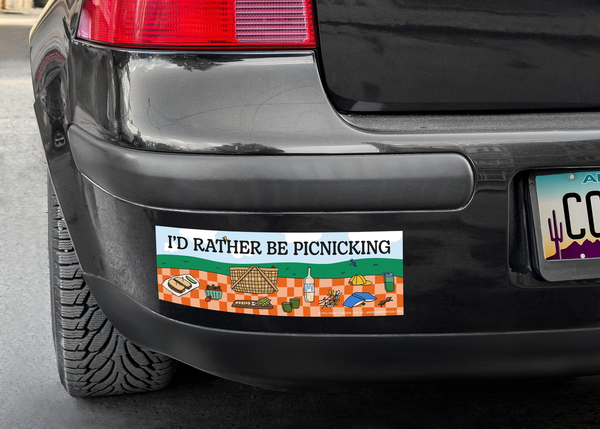i'd rather be picnicking bumper sticker / magnet