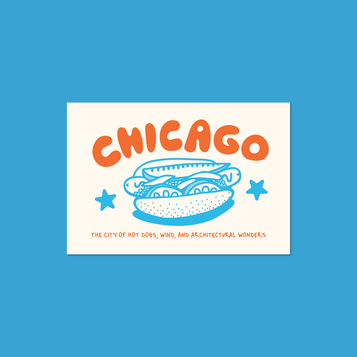 chicago hot dog postcard print