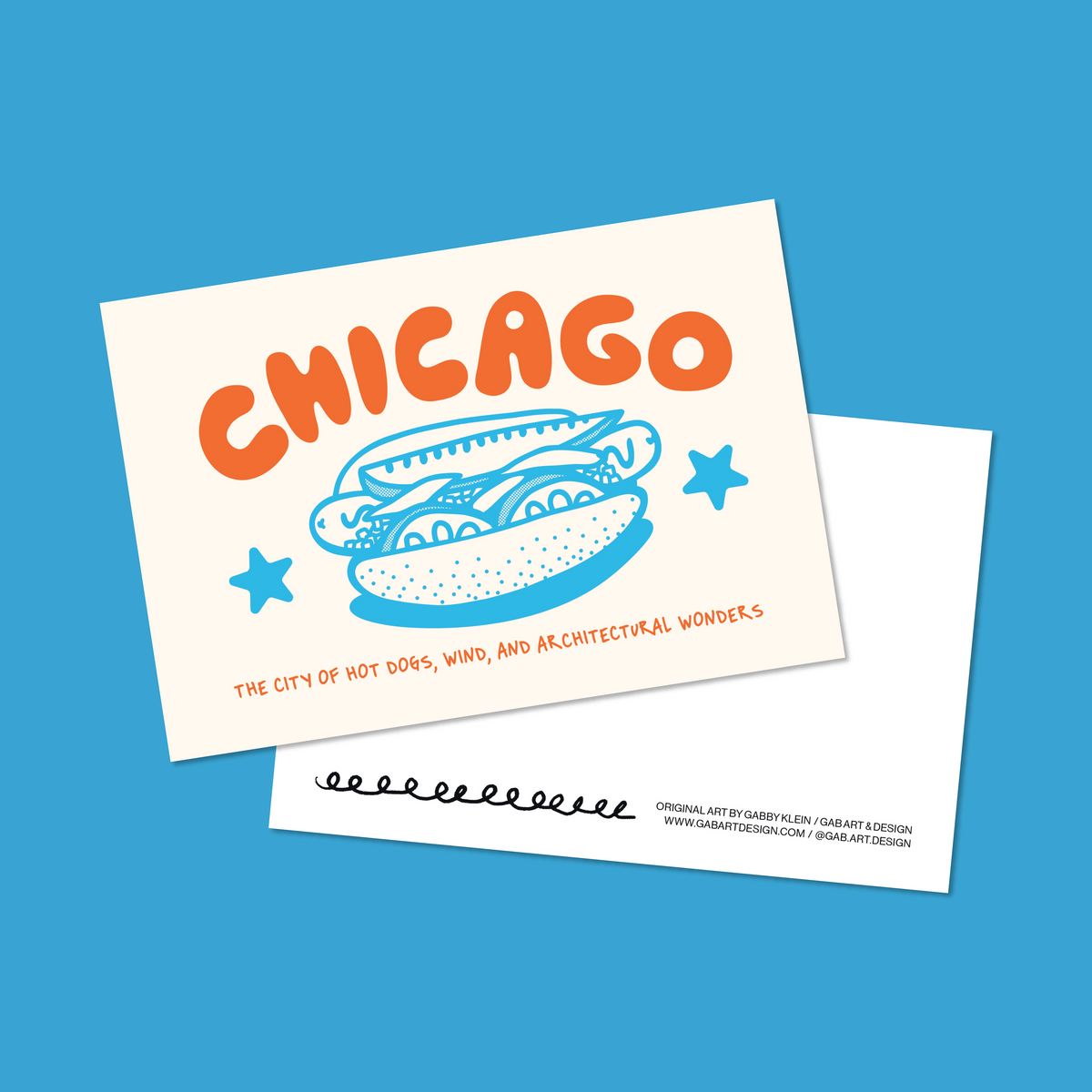 chicago hot dog postcard print