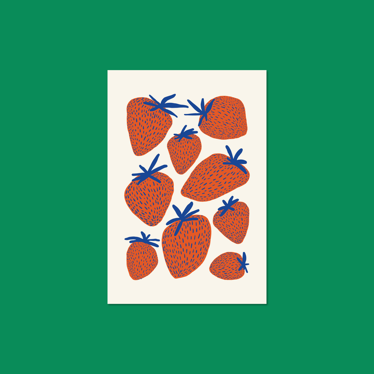 strawberry postcard print