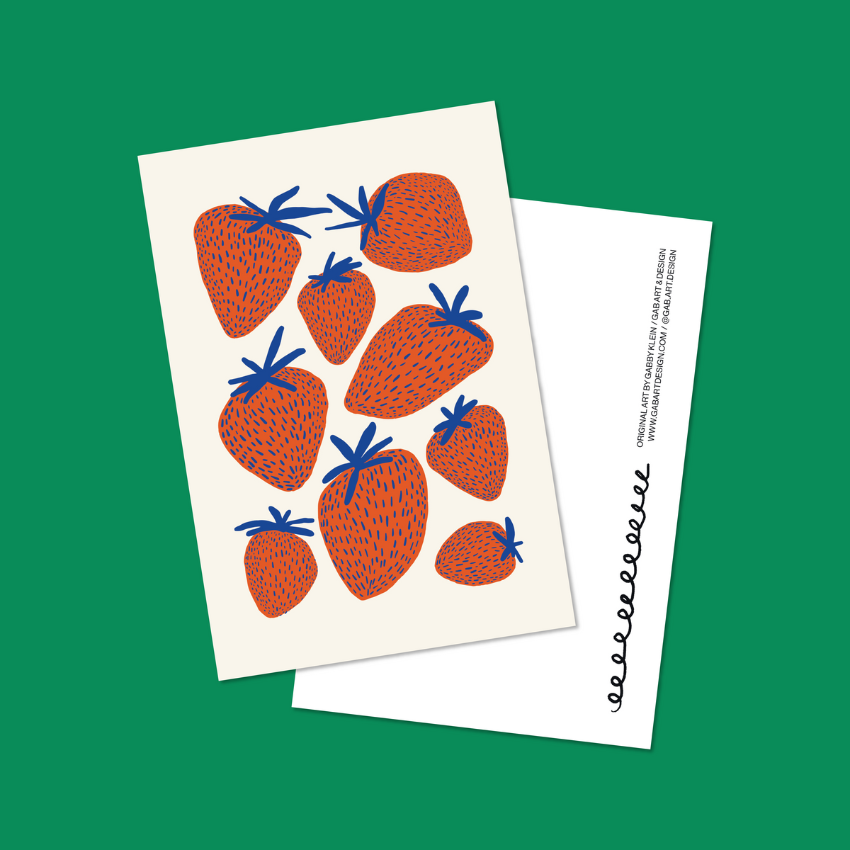 strawberry postcard print