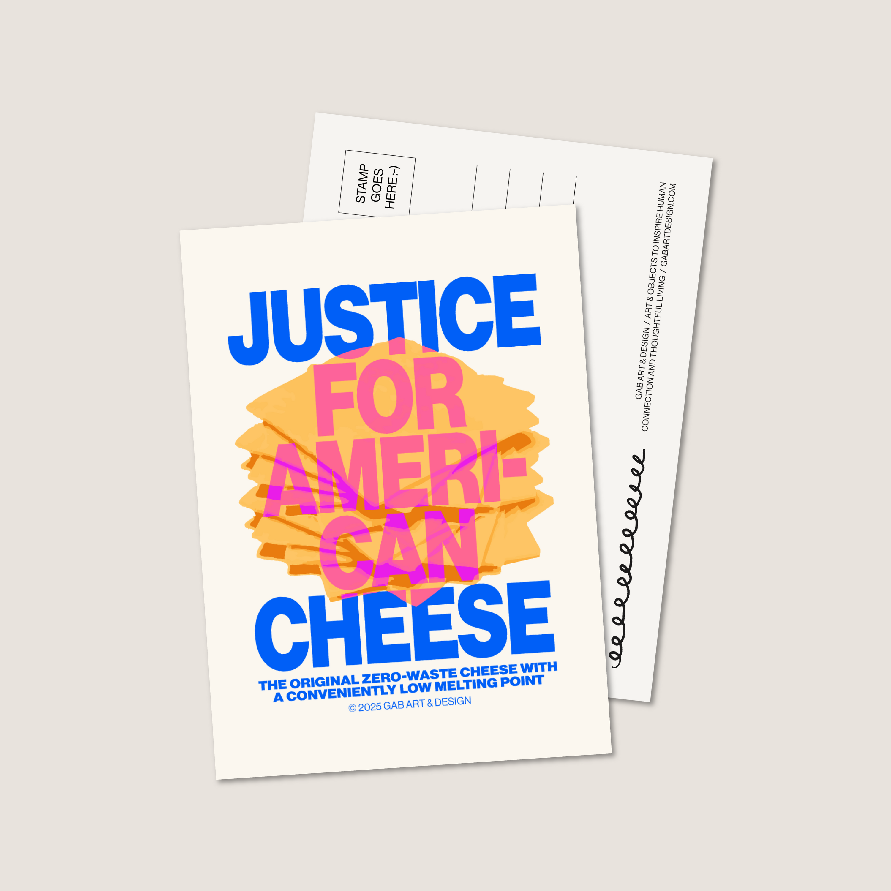 justice for american cheese postcard print