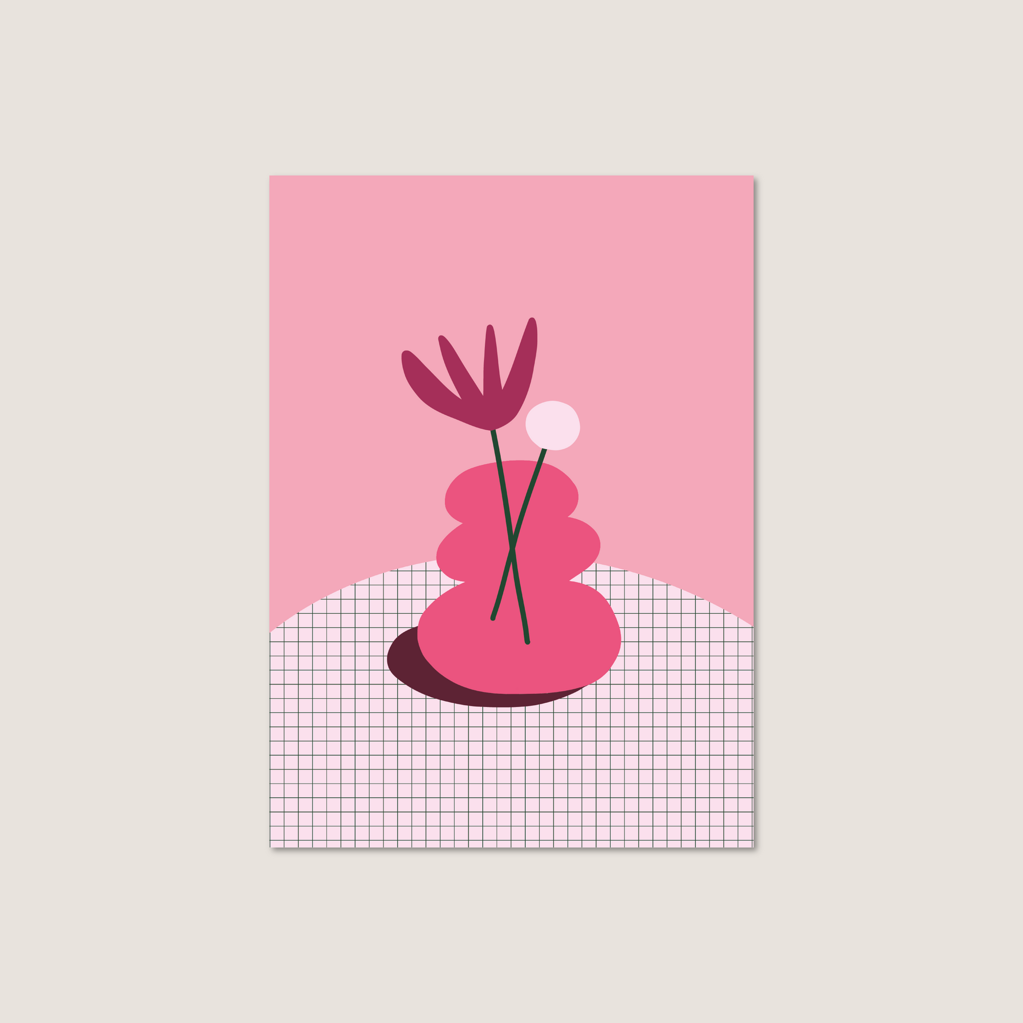 pink flowers postcard print