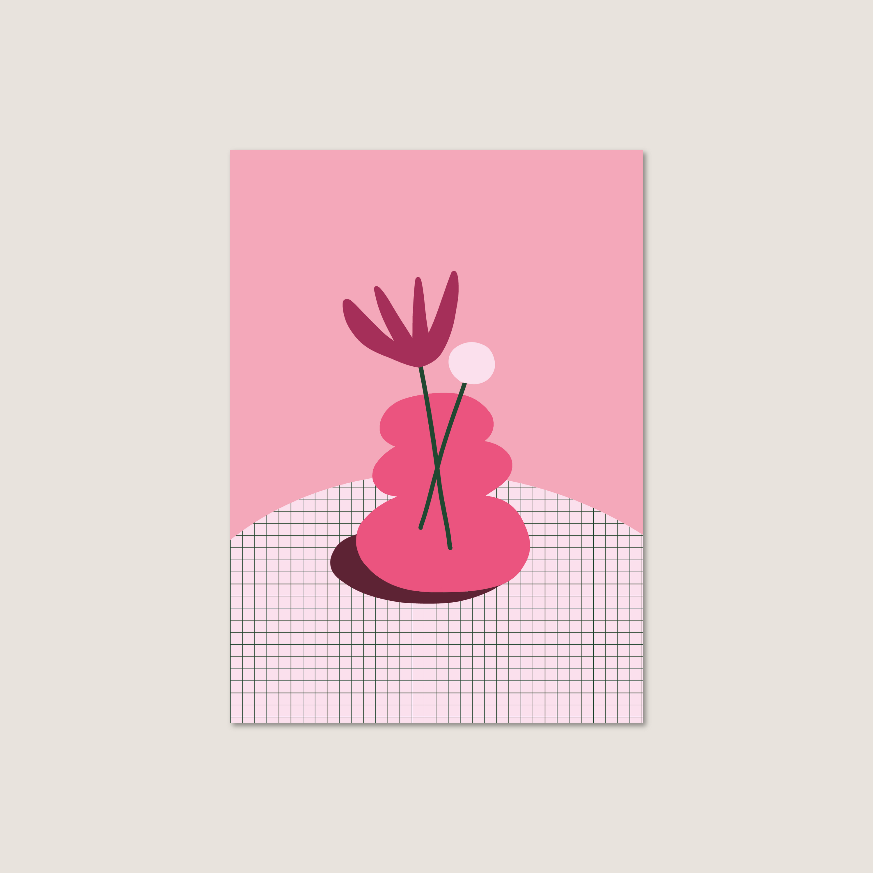 pink flowers postcard print