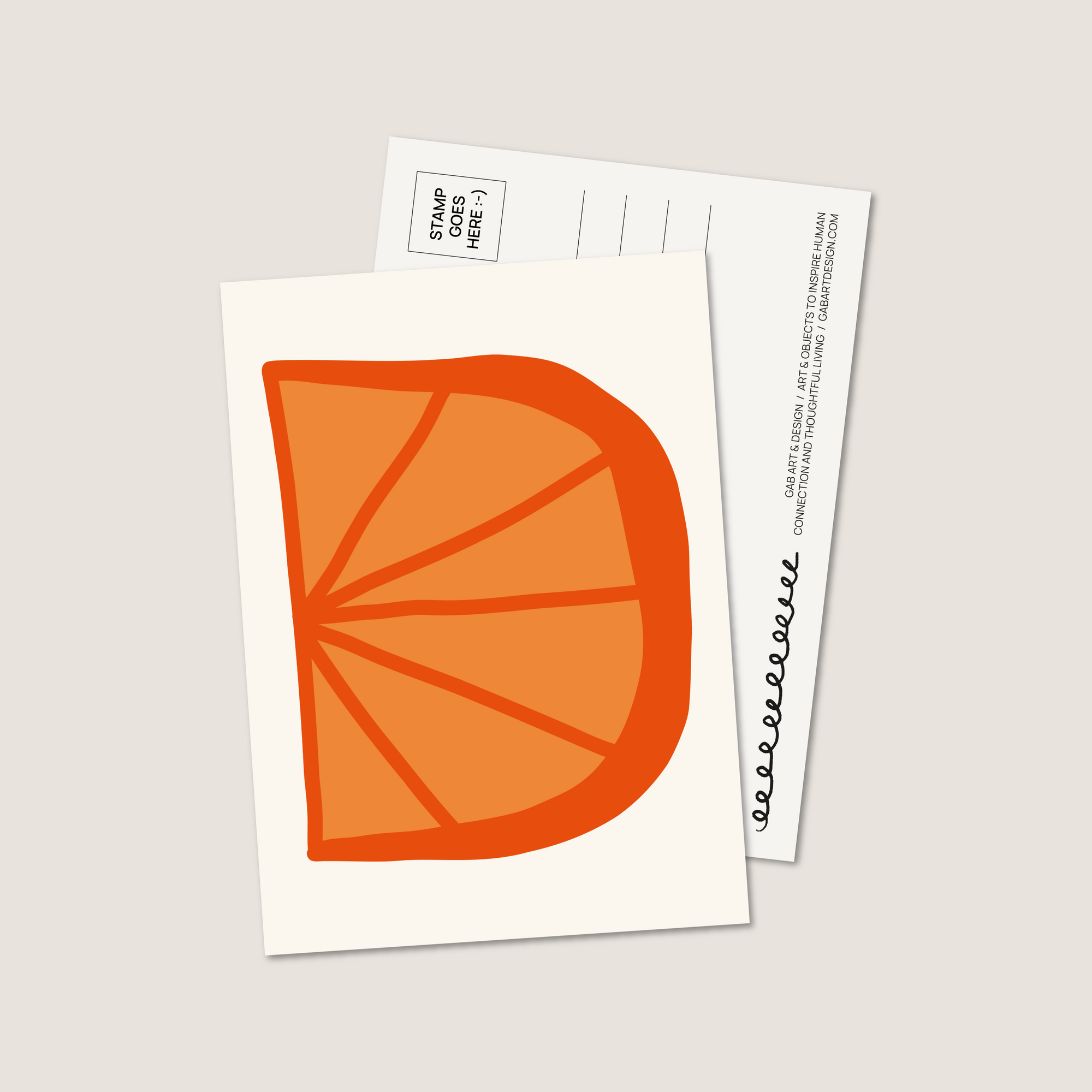 orange postcard print