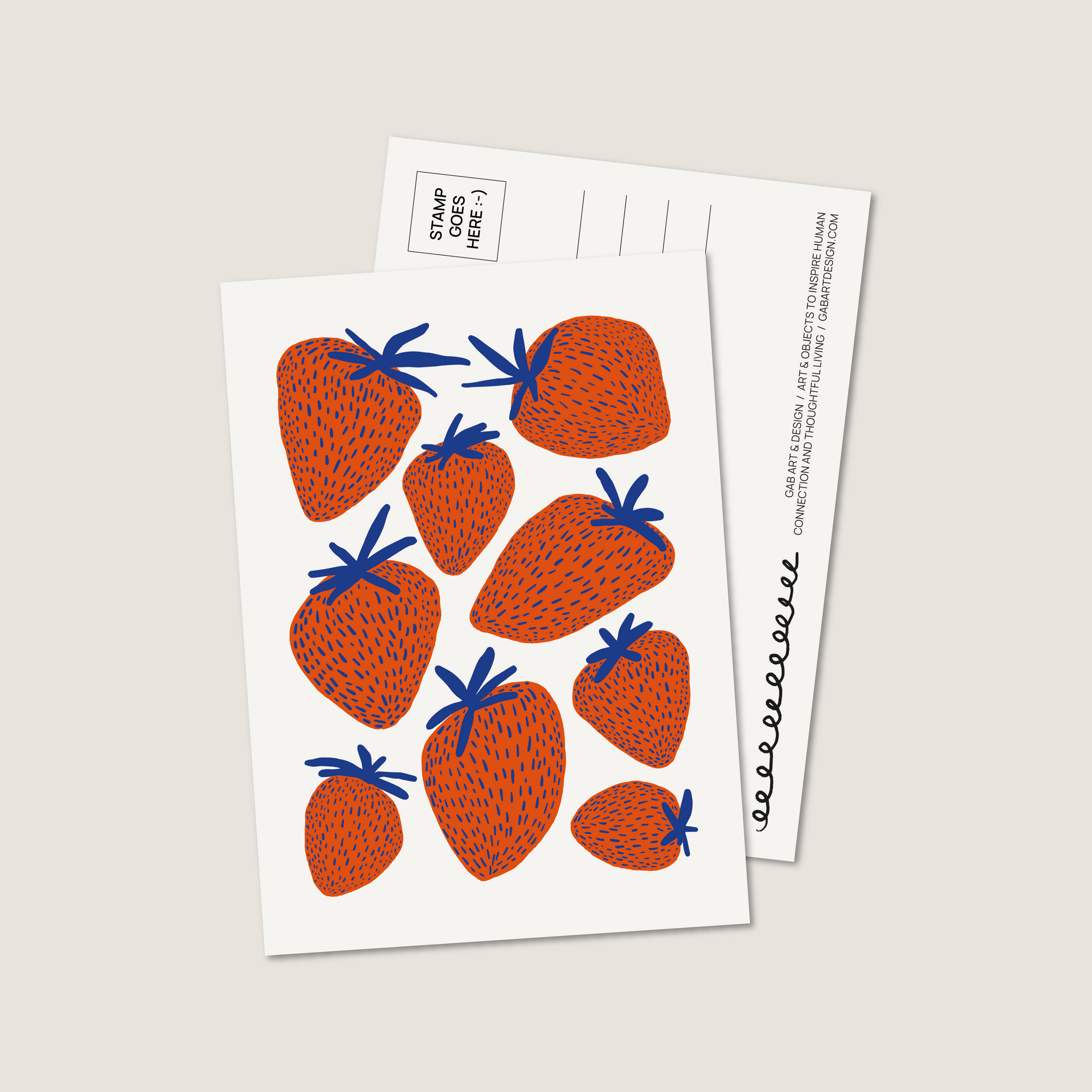 strawberry postcard print