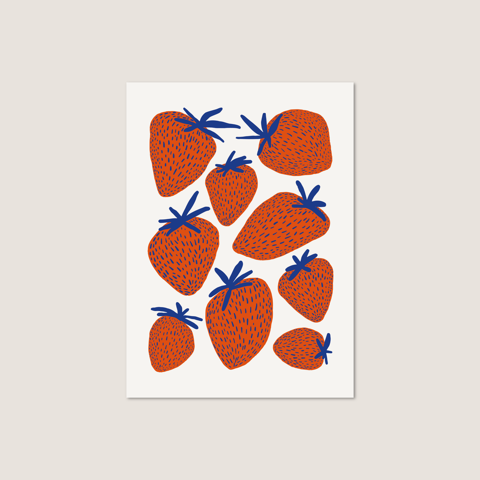 strawberry postcard print